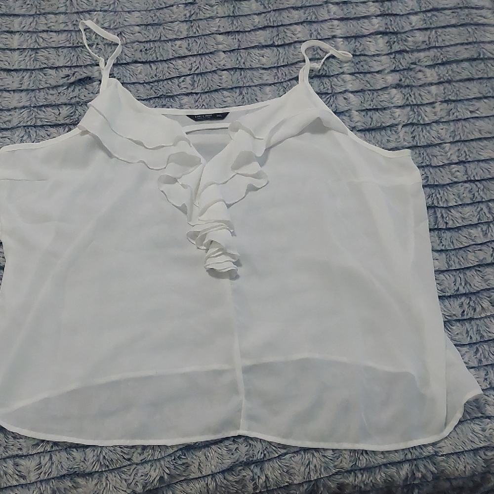 Shein White Ruffled Women's Top 3xl